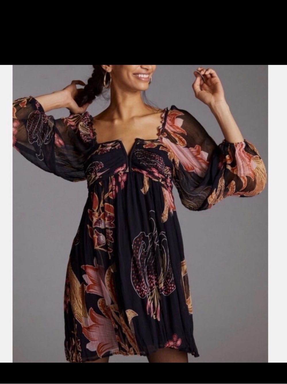 Anthropologie Let Me Be Babydoll Mini Dress Size